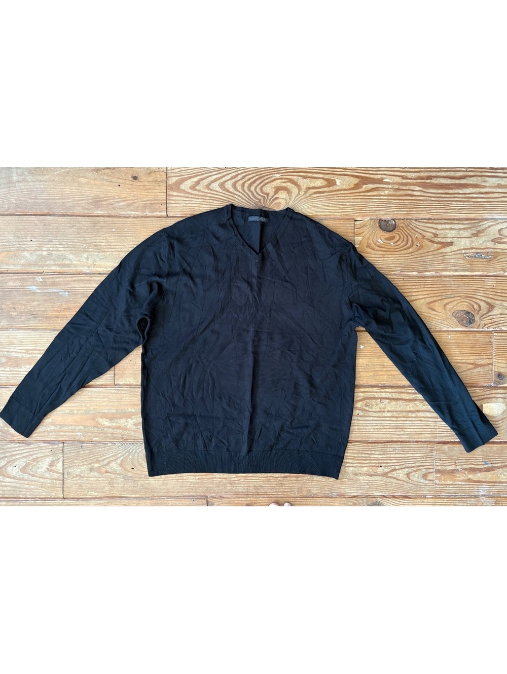 Zara Men’s Black V-Neck Long Sleeve Lightweight Sweater Size Small
